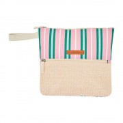 Beach Wet Pouch | Pink + Green Stripe